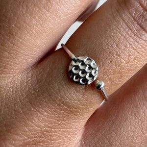 925 Sterling Silver Textured Circle Adjustable Ring